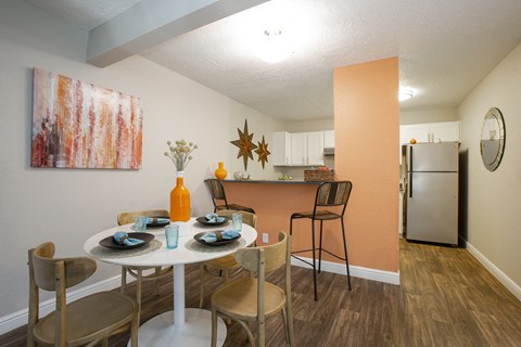 Dining area at Villas de la Terraza Apartments in Albuquerque NM October 2020